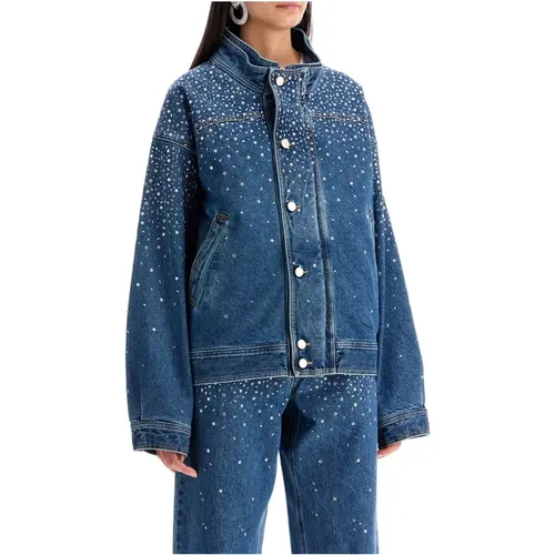 Denim Bomberjacke mit Strass - Alessandra Rich - Modalova