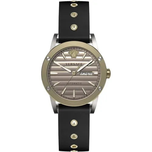 Theros Automatik Uhr Schwarz Leder - Versace - Modalova