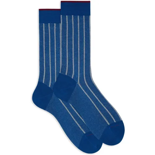 Prussian Blue Twin-Rib Cotton Socks , Herren, Größe: M - Gallo - Modalova