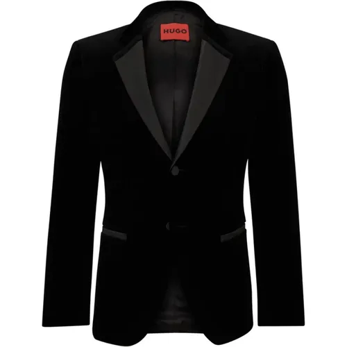 Velour Blazer with Satin Revers , male, Sizes: XL, M - Hugo Boss - Modalova