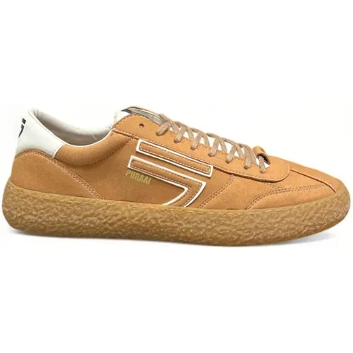 Men's Leather Sneakers with Decorative Stitching , male, Sizes: 7 UK, 10 UK, 9 UK - Puraai - Modalova