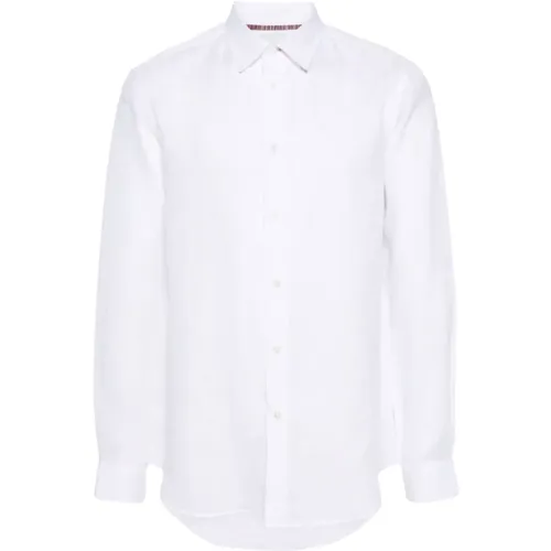 Weiße Leinen Klassische Slim Fit Hemd , Herren, Größe: M - PS By Paul Smith - Modalova