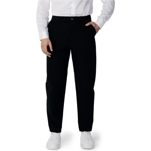 Blaue einfarbige Hose mit Reißverschluss und Knopfverschluss , Herren, Größe: W30 - Armani Exchange - Modalova