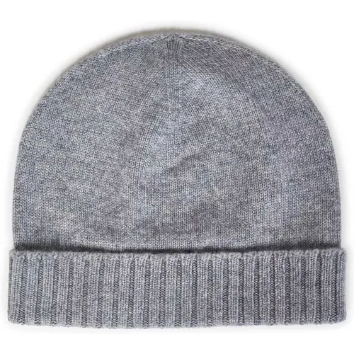 Cashmere Knit Beanie Fisherman's Rib Grey , female, Sizes: ONE SIZE - Malo - Modalova