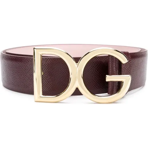 Bordeaux Calf Leather Buckle Belt , female, Sizes: 75 CM - Dolce & Gabbana - Modalova