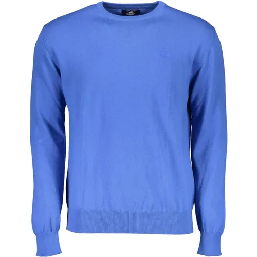 Blauer Pullover mit langen Ärmeln und gesticktem Logo , Herren, Größe: XL - LA MARTINA - Modalova