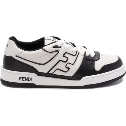 And white leather sneakers with FF motif , male, Sizes: 6 UK, 5 UK, 9 1/2 UK, 7 UK, 8 UK, 9 UK, 7 1/2 UK, 10 UK - Fendi - Modalova