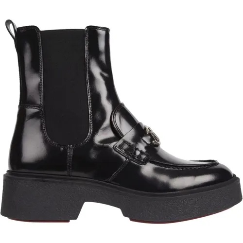 Schwarze Loafer Stiefeletten , Damen, Größe: 38 EU - Tommy Hilfiger - Modalova