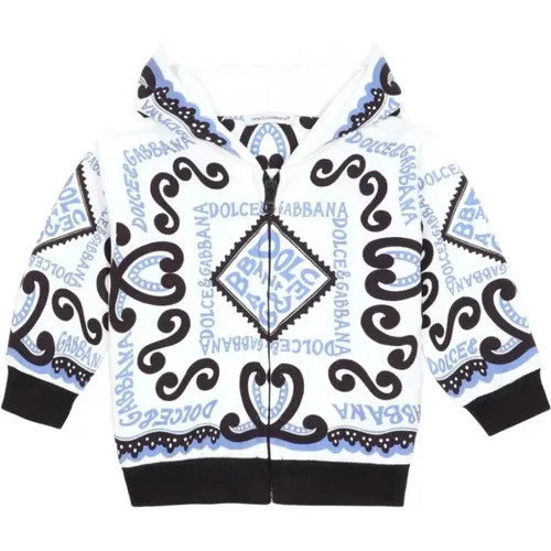 Marina Print Zip-Up Hoodie Sweater - Dolce & Gabbana - Modalova