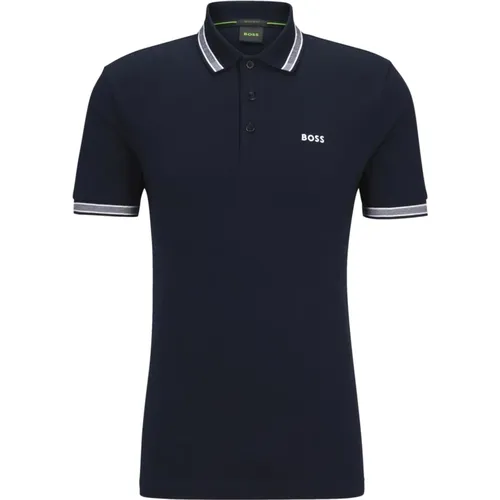 Men`s Polo with Details and Contrast Logo Model 50469055 Paddy Dark Color , male, Sizes: L, M, 2XL - Hugo Boss - Modalova