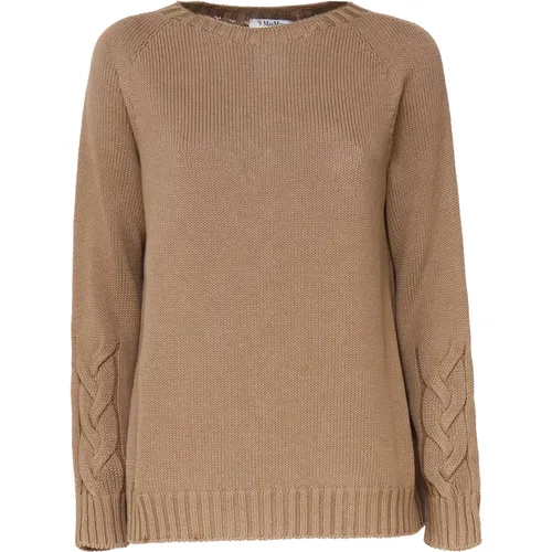 Camel Cotton Boat Neck Sweater , female, Sizes: M - Max Mara - Modalova