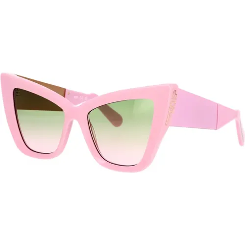 Oversized Cat-Eye Sonnenbrille aus rosa Acetat mit grünen Verlaufsgläsern - GCDS - Modalova