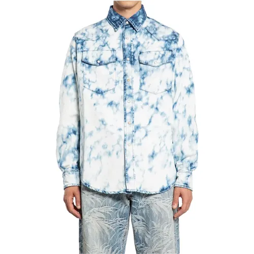 Light Denim Shirt Bubble Print , male, Sizes: M, L, S, XS - Palm Angels - Modalova