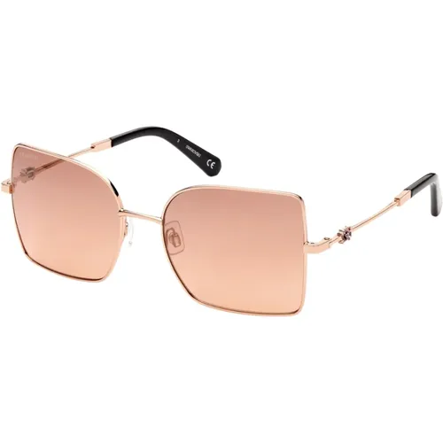 Gold/Brown Shaded Sunglasses Sk0353 , unisex, Sizes: 57 MM - Swarovski - Modalova