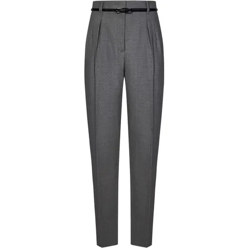 Graue Wollhose mit Gürtel , Damen, Größe: S - Max Mara Studio - Modalova