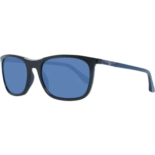 Schwarze Herren-Sonnenbrille Rechteckige Blaue Gläser - Longines - Modalova