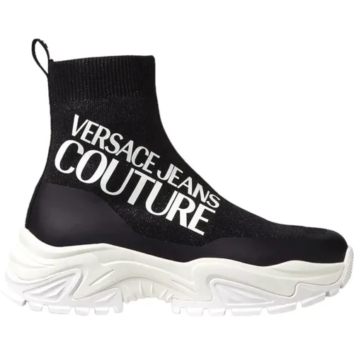 Knitted+Coated Hiker Sneakers , female, Sizes: 5 UK, 4 UK, 6 UK - Versace Jeans Couture - Modalova