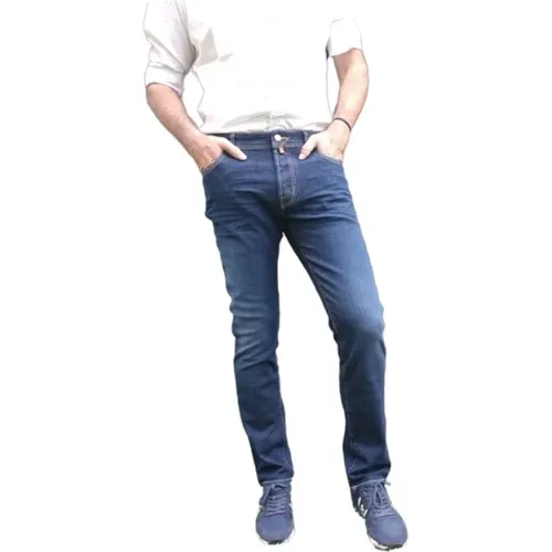 Slim Fit Blaue Denim Jeans mit goldener Knopfleiste , Herren, Größe: W29 - Jacob Cohën - Modalova