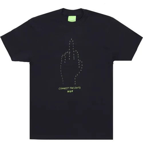 Schwarzes Connect The Dots Tee Herren , Herren, Größe: S - HUF - Modalova