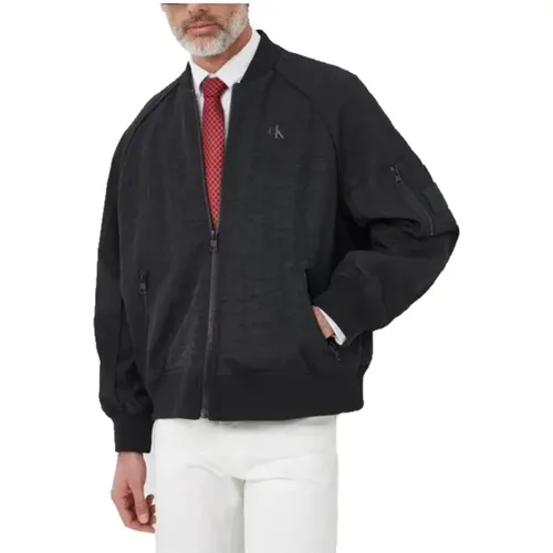 Exposed Zip-Through Bomber Jacket , male, Sizes: 2XL, L, XL, S, M - Calvin Klein - Modalova