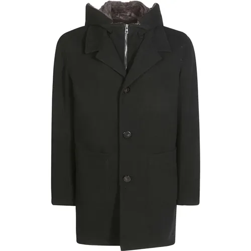 Detachable Fur Pocket Wool Coat , male, Sizes: XL, M - Gimo's - Modalova
