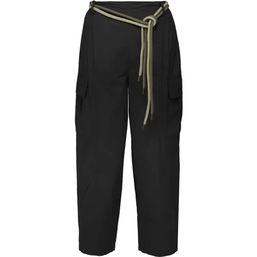 Cargo Balloon Fit Trousers with Two-Tone Rope Belt , female, Sizes: S, M, L, XL, XS - BomBoogie - Modalova