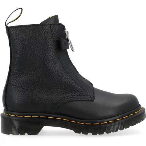 Front Zip Schwarze Lederstiefel , Damen, Größe: 40 EU - Dr. Martens - Modalova