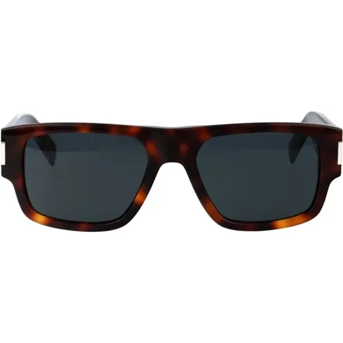 Square Acetate Sunglasses in Tortoise , unisex, Sizes: 55 MM - Saint Laurent - Modalova