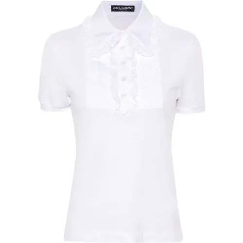Weiße Spitzen T-shirts und Polos - Dolce & Gabbana - Modalova
