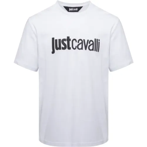 Weiße Baumwoll-T-Shirt mit Frontlogo , Herren, Größe: M - Just Cavalli - Modalova