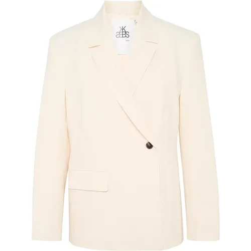 Asymmetric Button Blazer Jacket Egret , female, Sizes: XL, 2XL, 3XL, S, M, XS, L - Karen by Simonsen - Modalova