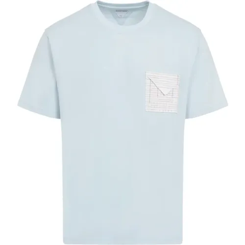 Blau Bubble Baumwolle T-Shirt Stilvolle Klappe , Herren, Größe: S - Bottega Veneta - Modalova