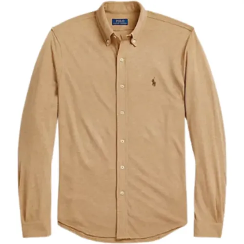 Kamel Hemd mit Knopfkragen , Herren, Größe: XL - Ralph Lauren - Modalova