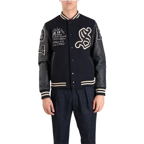 Schmale Passform Woll-Varsity-Jacke - Schott NYC - Modalova