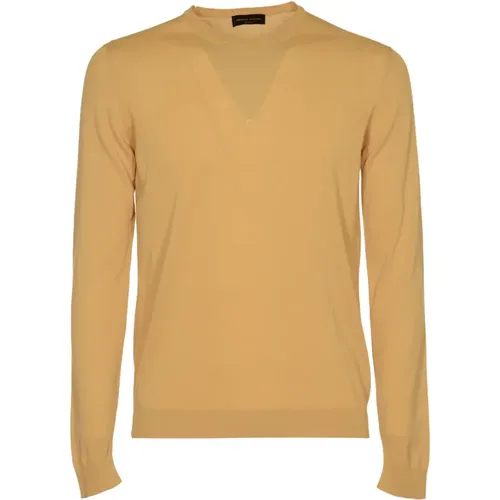 Sand Sweater Girocollo ML , male, Sizes: XL, L - Roberto Collina - Modalova