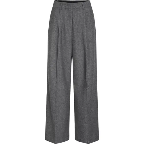 Elegant Grey Trousers with Classic Finish , female, Sizes: S, L - Heartmade - Modalova