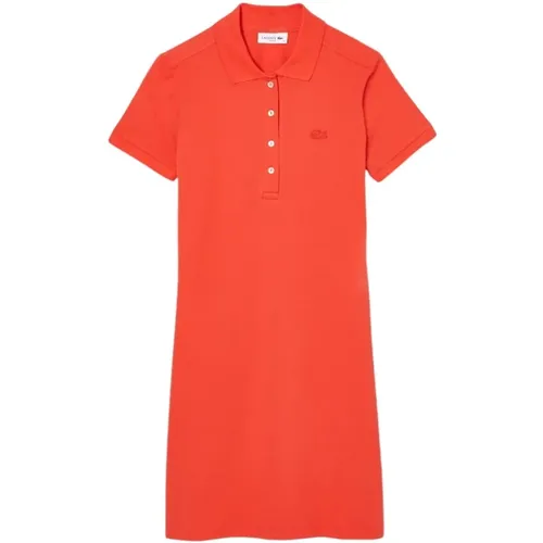 Rotes Polo Kleid Femininer Stil , Damen, Größe: XS - Lacoste - Modalova