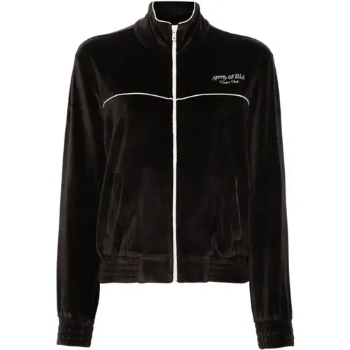 Velour Track Jacket , female, Sizes: L - Sporty & Rich - Modalova