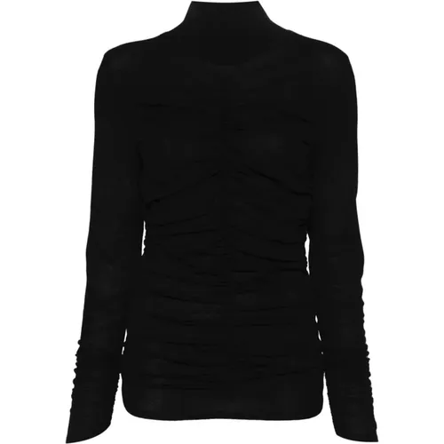 Schwarze Gerippte Rollkragenpullover , Damen, Größe: S - Twinset - Modalova