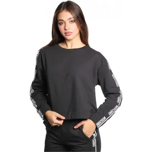 Schwarzer Baumwollmischung Sweatshirt V6A1794 - 4424 , Damen, Größe: XS - Moschino - Modalova