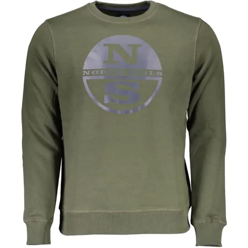 Grüner Langarm-Crewneck-Sweatshirt , Herren, Größe: XL - North Sails - Modalova