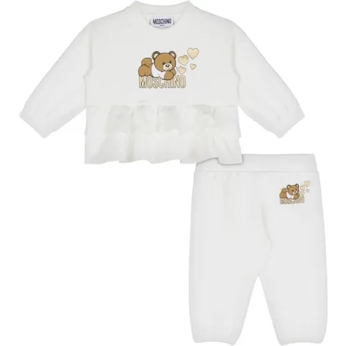 Weiße Kinderkleider,Teddy Bear Crewneck Sweatshirt Set - Moschino - Modalova