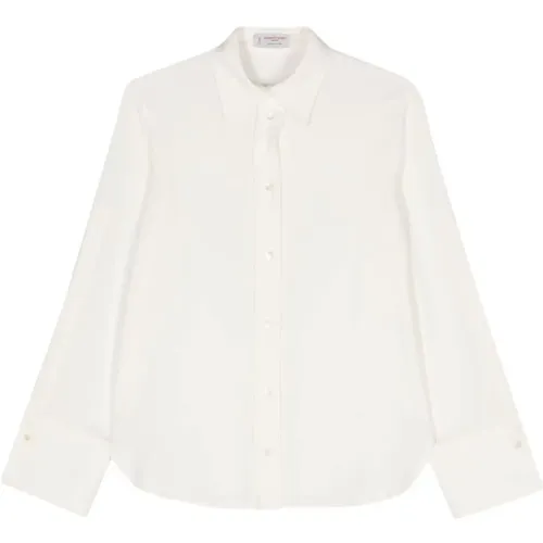 Cream Pointed Collar Shirt , female, Sizes: M - Alberto Biani - Modalova