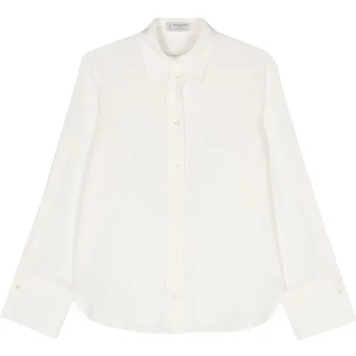 Cream Pointed Collar Shirt , female, Sizes: XS, M - Alberto Biani - Modalova