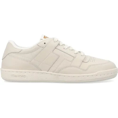 White Leather Sneakers , male, Sizes: 6 UK, 7 UK, 9 UK, 8 UK - Tom Ford - Modalova