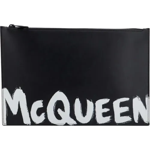 Schwarze Leder Clutch Ss24 - alexander mcqueen - Modalova