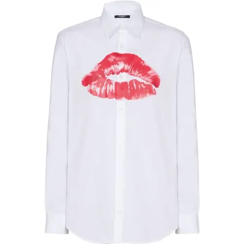 Kiss Print Poplin Shirt , male, Sizes: 4XL - Balmain - Modalova