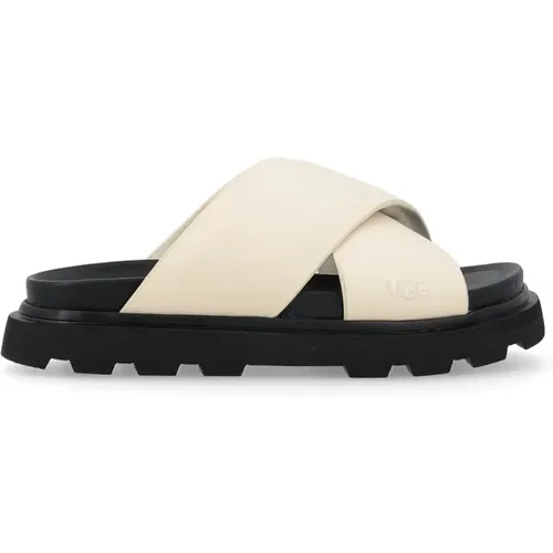 Weiße Leder Crossband Sandale , Damen, Größe: 41 EU - Ugg - Modalova