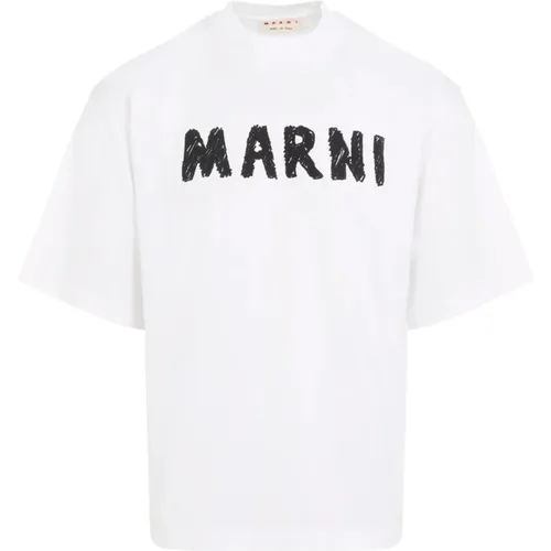 Weiße T-Shirt , Herren, Größe: XL - Marni - Modalova