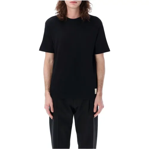 Schwarzes Jersey T-Shirt mit Geripptem Rundhalsausschnitt,T-Shirts - Emporio Armani - Modalova